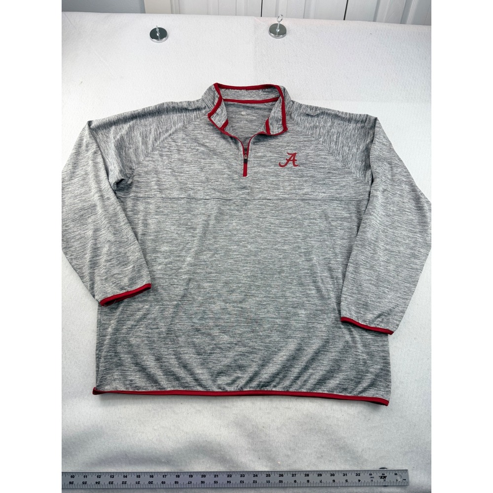 Colosseum Alabama Crimson Tide Mens XXL Quarter Zip Pullover Heather Gray Red